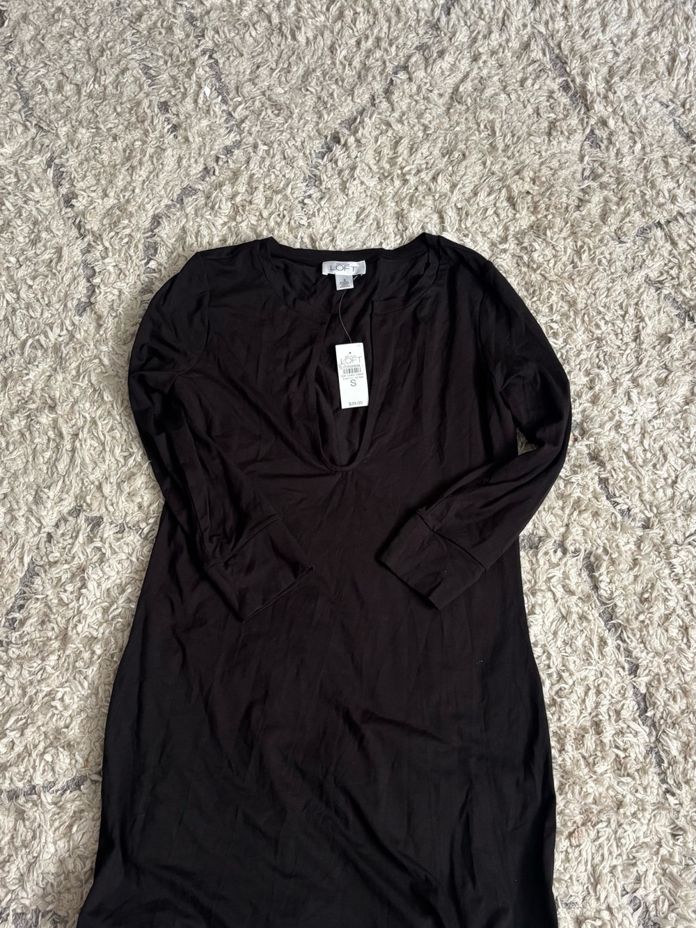 LOFT Black Long Sleeve V-Neck Tunic